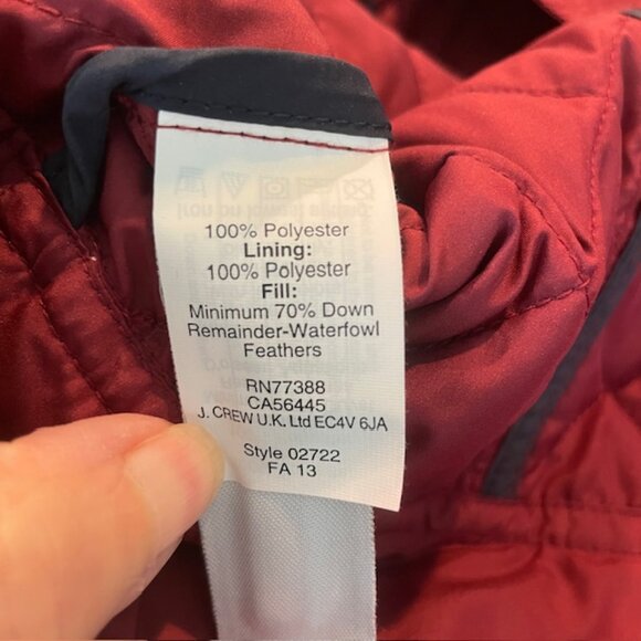 JCREW QUILTED TACK JACKET COAT DOWN #02722 CRIMSON MAPLE MEDIUM NWT - Picture 13 of 14